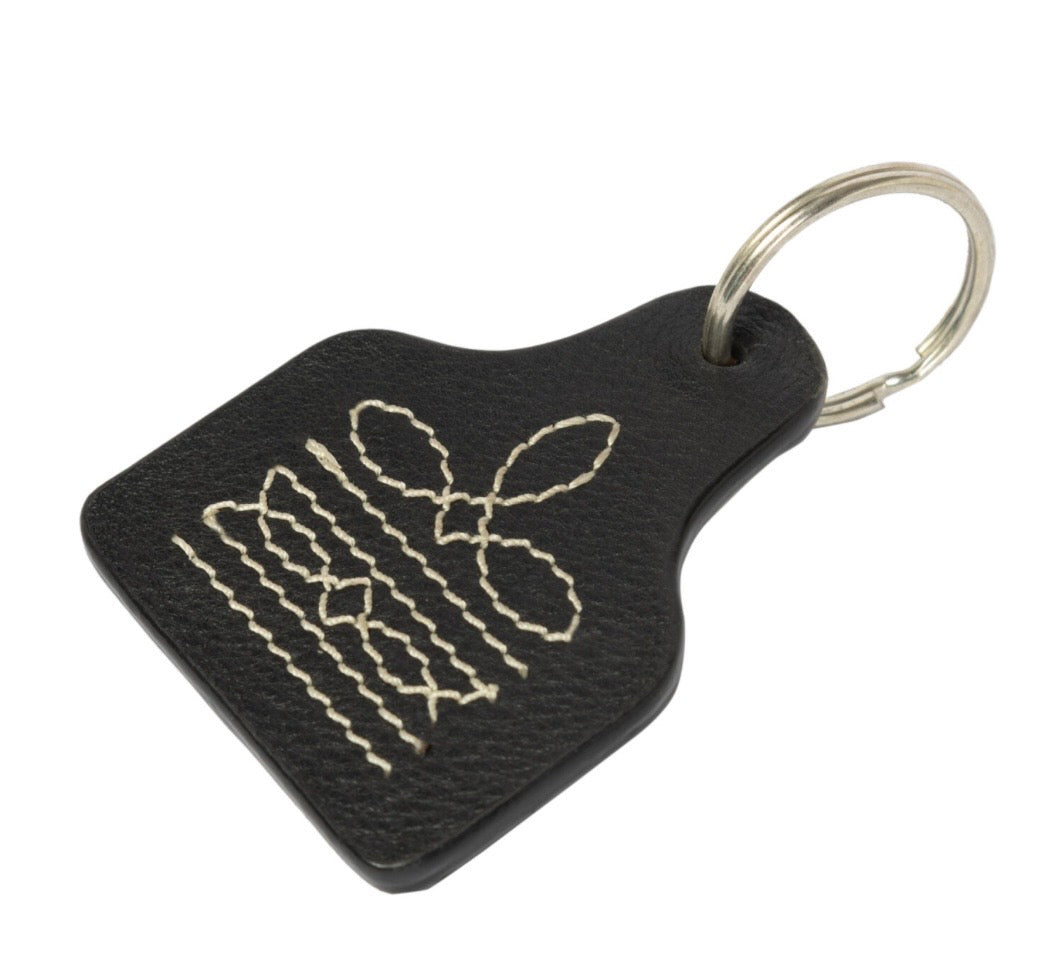 Boot Stitch Cow Hide Key Ring