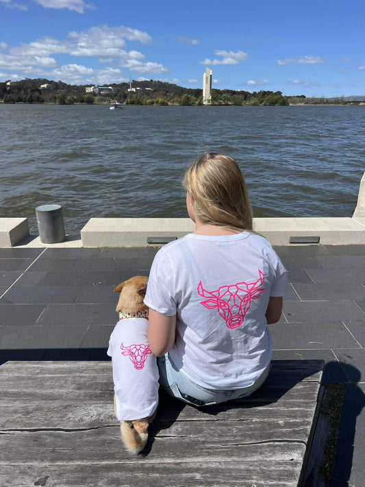White & Neon Pink T-Shirt