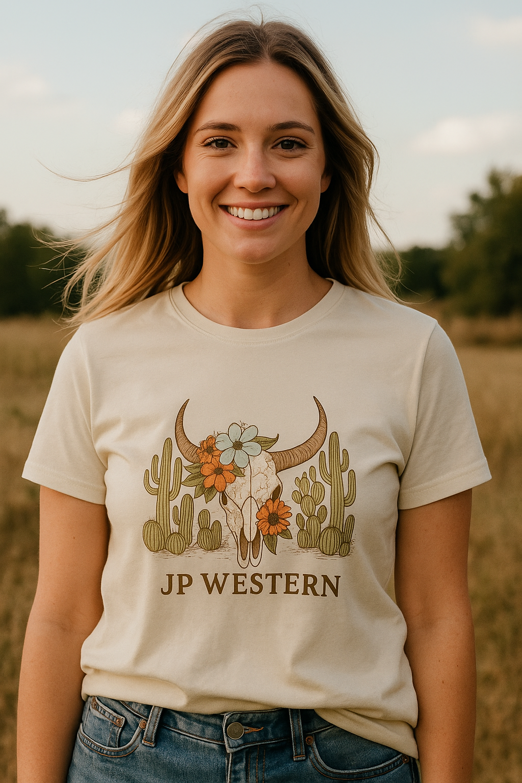 Graphic Sand coloured short sleeve T-Shirt