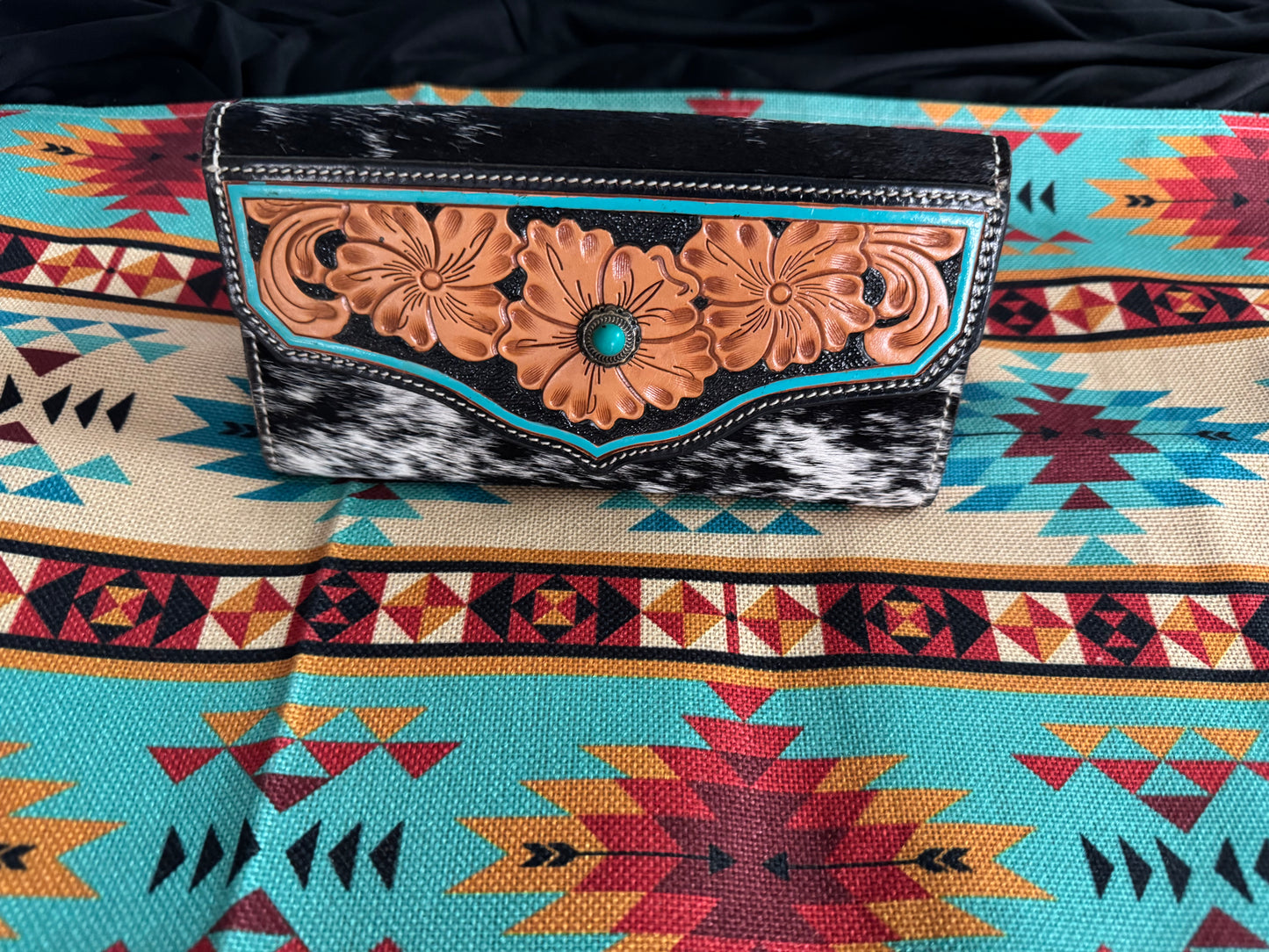 Tooled Leather Saddle Blanket Wallet