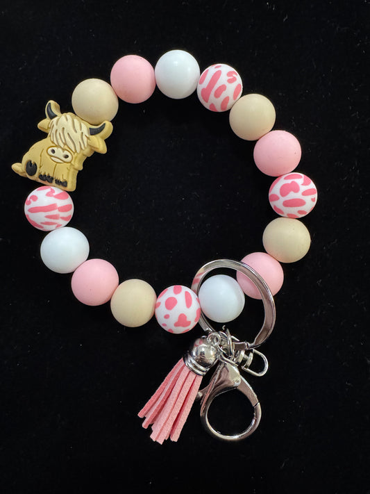 Highland Cow Beaded Bracelet, Pink